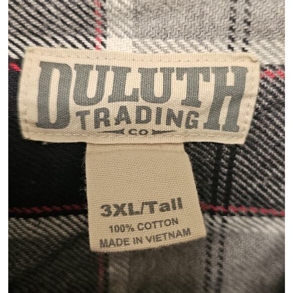 Duluth Trading Men’s 3XL Tall Cotton Plaid Flannel Shirt Long Sleeve Gre/Black/C - Picture 6 of 6